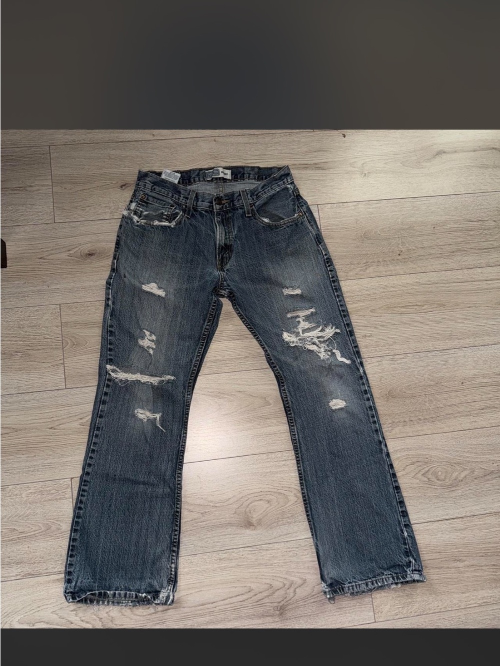 Signature by Levi Strauss Distressed Dark Blue Bootcut Jeans